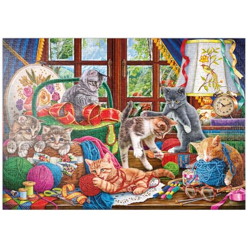 MyPuzzle Verspielte Kätzchen und Bunte Garne - Premium 1000 Teile Puzzle - MyPuzzle Sonderkollektion von Puzzle Galaxy von MyPuzzle.com