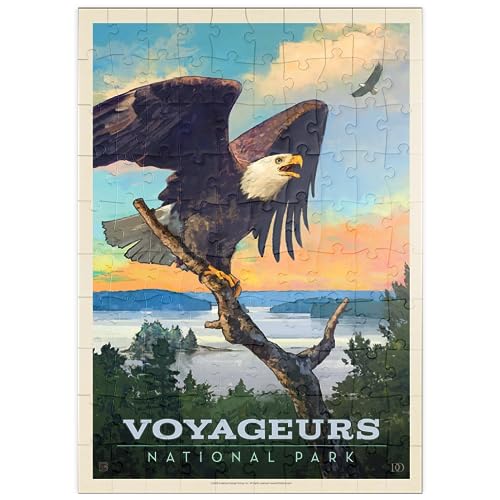 MyPuzzle Voyageurs National Park: Bald Eagle, Vintage Poster - Premium 100 Teile Puzzle - MyPuzzle Sonderkollektion von Anderson Design Group von MyPuzzle.com