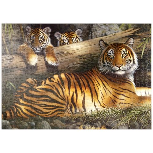 MyPuzzle Wachsame Tiger im Dschungel - Premium 1000 Teile Puzzle - MyPuzzle Sonderkollektion von Puzzle Galaxy von MyPuzzle.com