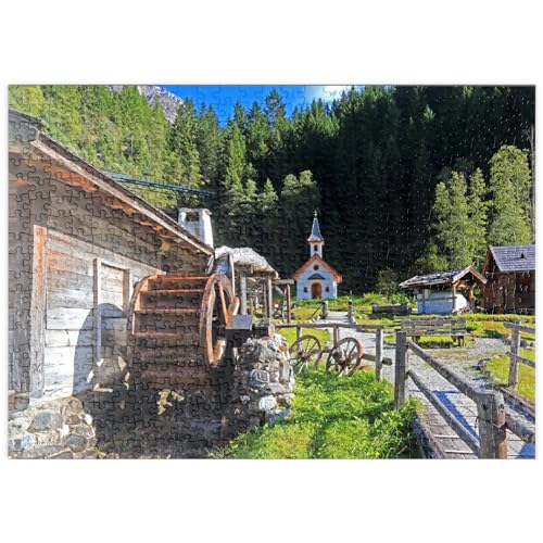 MyPuzzle Wassermühle und Kapelle im Mühlendorf bei Gschnitz im Gschnitztal - Premium 500 Teile Puzzle - MyPuzzle Sonderkollektion von Puzzle Galaxy von MyPuzzle.com