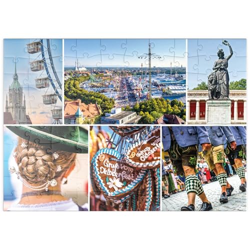 MyPuzzle Wiesgaudi No.3 - Bunte Collage vom Oktoberfest in München, Theresienwiese, Bayern, Deutschland - Premium 100 Teile Puzzle - MyPuzzle Sonderkollektion von Starnberger Spiele von MyPuzzle.com