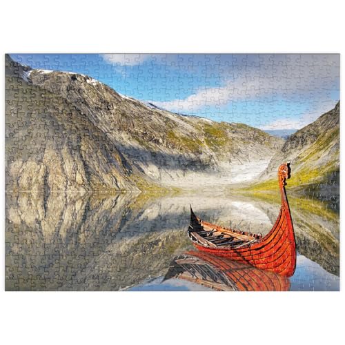 MyPuzzle Wikinger-Boot in einem Fjord in Norwegen - Premium 500 Teile Puzzle - MyPuzzle Sonderkollektion von Starnberger Spiele von MyPuzzle.com