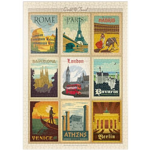 MyPuzzle World Travel: Multi-Image Print - Edition 1, Vintage Poster - Premium 1000 Teile Puzzle - MyPuzzle Sonderkollektion von Anderson Design Group von MyPuzzle.com