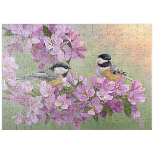 MyPuzzle Zwei Meisen auf blühendem Kirschbaum – Frühlingsidylle - Premium 200 Teile Puzzle - MyPuzzle Sonderkollektion von Puzzle Galaxy von MyPuzzle.com