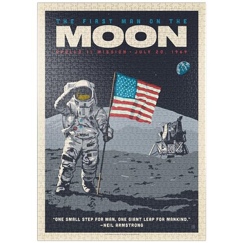 MyPuzzle NASA 1969: First Man On The Moon, Vintage Poster - Premium 1000 Teile Puzzle - MyPuzzle Sonderkollektion von Anderson Design Group von MyPuzzle.com