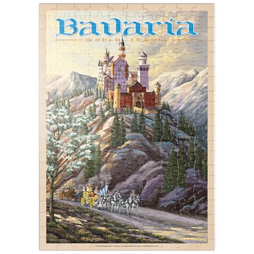 MyPuzzle Neuschwanstein Castle, Germany - Whispers of Winter's Fantasy, Vintage Travel Poster - Premium 200 Teile Puzzle - MyPuzzle Sonderkollektion von Havana Puzzle Company von MyPuzzle.com