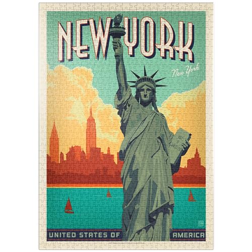 MyPuzzle New York City: Lady Liberty, Vintage Poster - Premium 1000 Teile Puzzle - MyPuzzle Sonderkollektion von Anderson Design Group von MyPuzzle.com