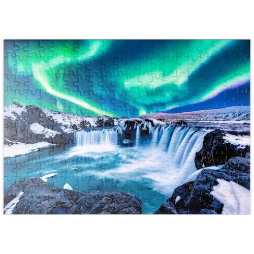 MyPuzzle Nordlichter über dem Godafoss Wasserfall in Island - Premium 200 Teile Puzzle - MyPuzzle Sonderkollektion von Puzzle Galaxy von MyPuzzle.com