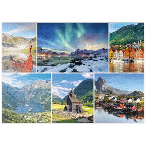 MyPuzzle Norwegen - Lofoten, Nordlichter und Geirangerfjord - Premium 500 Teile Puzzle - MyPuzzle Sonderkollektion von Starnberger Spiele von MyPuzzle.com