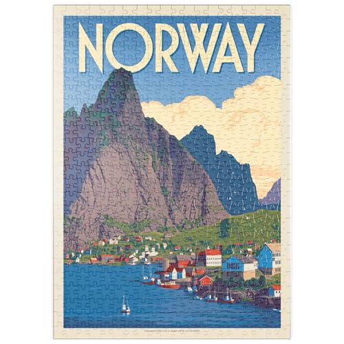 MyPuzzle Norwegen: Das Land der Fjorde, Vintage Poster - Premium 500 Teile Puzzle - MyPuzzle Sonderkollektion von Anderson Design Group von MyPuzzle.com