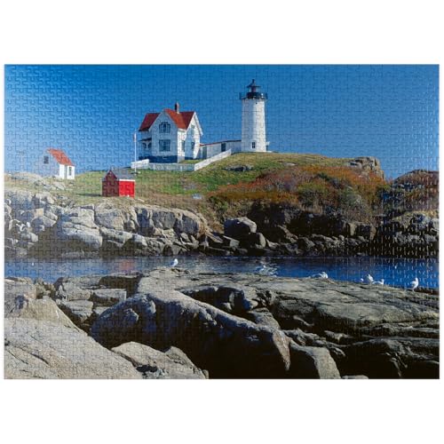 Nubble Leuchtturm am Cape Neddick, York Beach, Maine, USA - Premium 1000 Teile Puzzle für Erwachsene von MyPuzzle.com