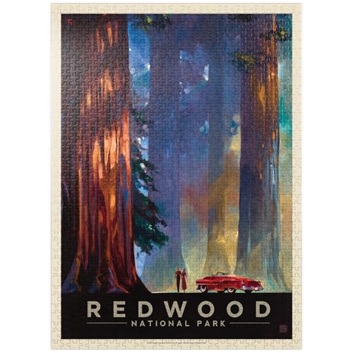 Redwood National Park: Among The Giants, Vintage-Poster – Premium 1000 Teile Puzzle – Made in USA von MyPuzzle.com