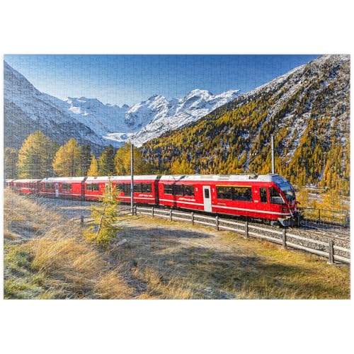 MyPuzzle Rhätische Bahn am Berninapass mit Blick ins Tal Val Morteratsch - Premium 1000 Teile Puzzle - MyPuzzle Sonderkollektion von Puzzle Galaxy von MyPuzzle.com