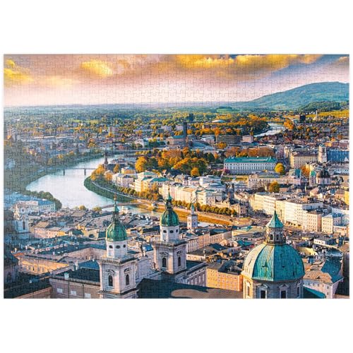 MyPuzzle Schöner Panoramablick auf Salzburg mit Salzach in schönem goldenem Abendlicht - Premium 1000 Teile Puzzle - MyPuzzle Sonderkollektion von Puzzle Galaxy von MyPuzzle.com