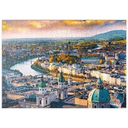 MyPuzzle Schöner Panoramablick auf Salzburg mit Salzach in schönem goldenem Abendlicht - Premium 500 Teile Puzzle - MyPuzzle Sonderkollektion von Puzzle Galaxy von MyPuzzle.com