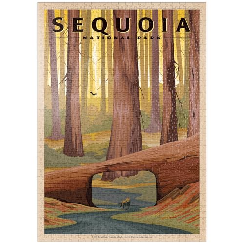 MyPuzzle Sequoia National Park - Tunnel Log, Vintage Travel Poster - Premium 1000 Teile Puzzle - MyPuzzle Sonderkollektion von Havana Puzzle Company von MyPuzzle.com