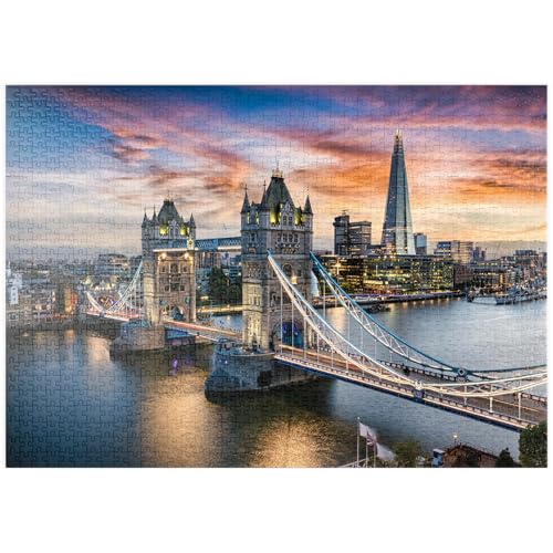 MyPuzzle Tower Bridge und Skyline von London, Großbritannien, kurz nach Sonnenuntergang - Premium 1000 Teile Puzzle - MyPuzzle Sonderkollektion von Puzzle Galaxy von MyPuzzle.com