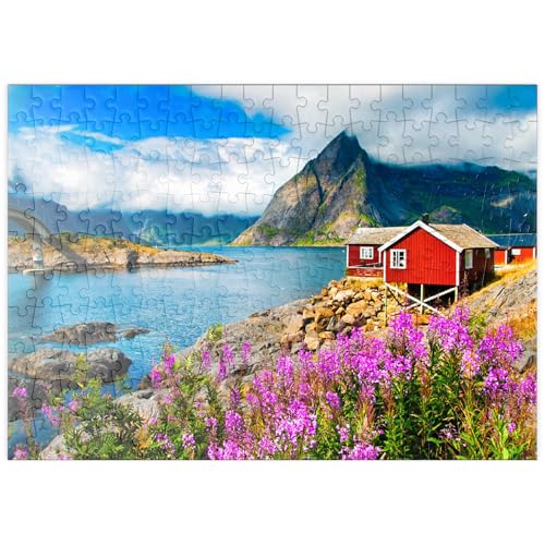 MyPuzzle Typische rote Fischerhäuser in einem Hafen auf den Lofoten, Norwegen - Premium 200 Teile Puzzle - MyPuzzle Sonderkollektion von Puzzle Galaxy von MyPuzzle.com