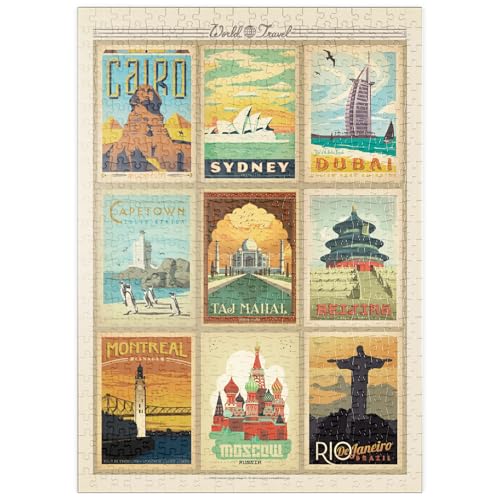 MyPuzzle World Travel, Collage, Vintage Poster - Premium 500 Teile Puzzle - MyPuzzle Sonderkollektion von Anderson Design Group von MyPuzzle.com