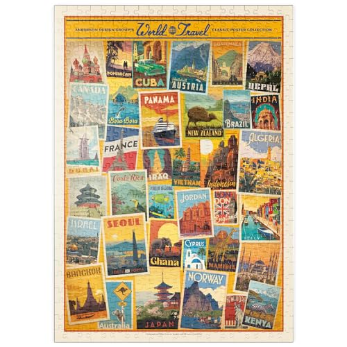 MyPuzzle World Travel: Collage Print, Vintage Poster - Premium 500 Teile Puzzle - MyPuzzle Sonderkollektion von Anderson Design Group von MyPuzzle.com