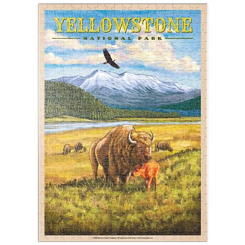 MyPuzzle Yellowstone National Park - Hayden Valley Bisons, Vintage Travel Poster - Premium 500 Teile Puzzle - MyPuzzle Sonderkollektion von Havana Puzzle Company von MyPuzzle.com