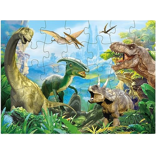 Dinosaurier-Puzzle für Kinder im Alter von 3-5 4-8 Jahren, 35-teiliges Jumbo-Kleinkind-Bodenpuzzle für Kinder, Jungen, Mädchen, Lernen, Lernspielzeug, Geschenkbox von MyReiDo
