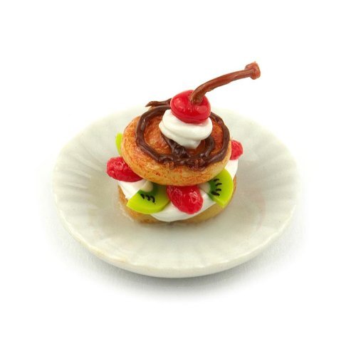 MyTinyWorld Puppenhaus Miniatur Fresh Cream Frucht Gefüllt Belgien Brötchen von MyTinyWorld