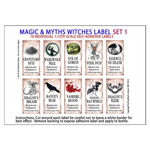 MyTinyWorld Puppenhaus Miniatur Myth and Magic Label Set 1 von MyTinyWorld