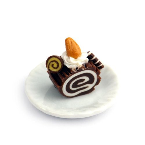 Mytinyworld Puppenhaus Miniatur Scheibe mit Schokolade Roulade auf einem Teller (PR8) von MyTinyWorld