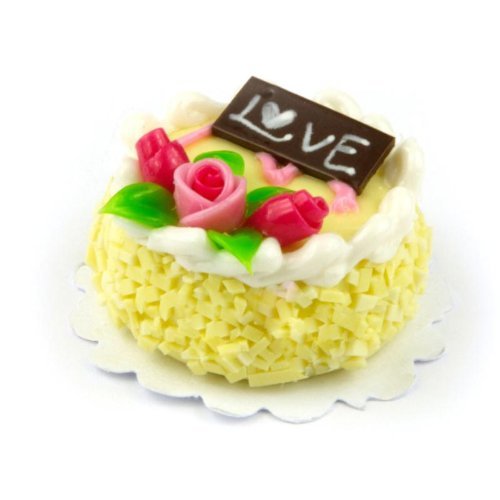 MyTinyWorld Puppenhaus 25mm Lemon Liebes- Kuchen mit rotem Rosen von MyTinyWorld