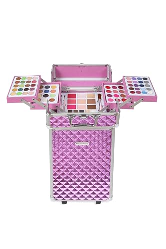 MYA Cosmetics MYA Deluxe Make-up-Trolley, tragbar, mit Lidschatten, Rouge, Gloss und Pinsel, mit Rollen und abnehmbarem Griff von Mya Cosmetics