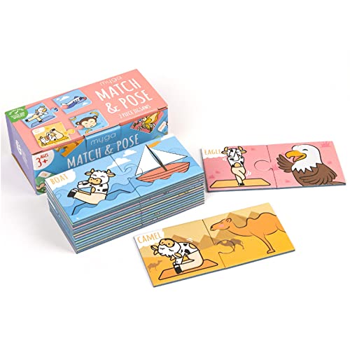 Myga Yoga-Puzzlepaare – 32-teiliges Kinder-Puzzle mit 16 Yoga-Posen für Bewegung und Achtsamkeit – Passendes Puzzlespiel für Kinder, Yogis und Familienspaß, inspiriert von Miss Molly Myga von Myga