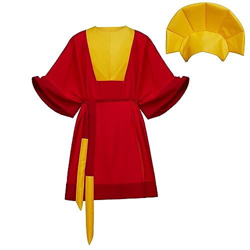 MyheroCos Kaiser Kuzco Cosplay Kostüm König Kostüm Outfits mit Hut Männer Halloween Kostüm Uniform (XL, Rot) von MyheroCos