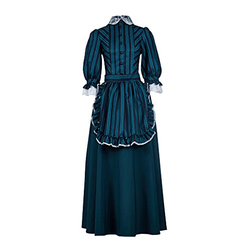 The Haunted Mansion Cosplay Kostüm Damen Maid Kleid mit Schürze Halloween Geist Kostüm (L) von MyheroCos