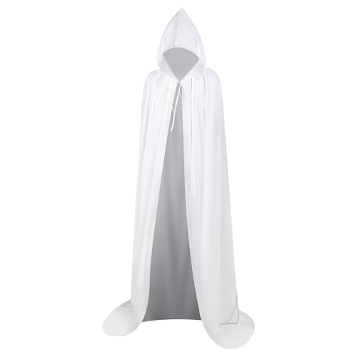 Myir JUN Halloween Umhang Unisex, Umhang mit Kapuze für Damen Herren Kinder Erwachsene Vampir Kostüm Jungen Halloween Kostüm (Weiß, L) von Myir JUN