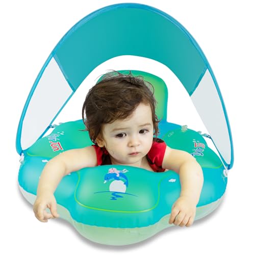 Myir JUN Schwimmring Baby mit Markise Schwimmring Baby mit Rückenlehne Aufblasbare Baby Schwimmsitz Schwimmhilfe Swimtrainer Schwimmtrainer Kinder Kleinkind Schwimmreifen Float von Myir JUN