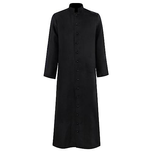 Mymyguoe Pfarrer Kostüm Herren Priestergewand Lang Mönchskutte Robe Gothic Halloween Cosplay Kostüm Retro Mittelalter Kleidung Bühnenauftritte Kostüme Für Halloween Karneval Fasching Party von Mymyguoe