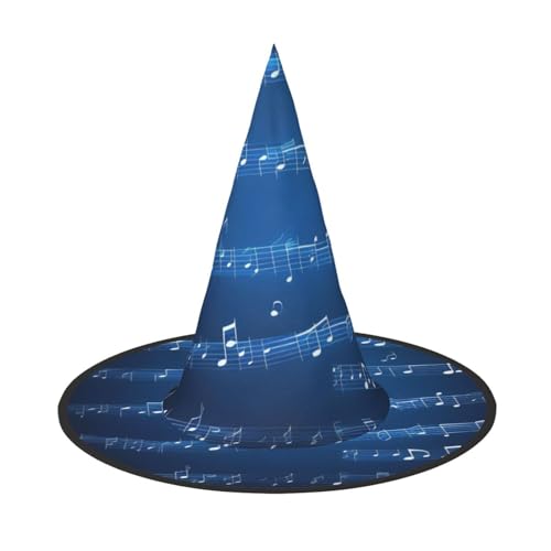 Blaue Musiknoten Druck Halloween Hexenhüte Kappe Kegel Hexen Hüte Kinder Cosplay Party Kostüm Dekorationen von Mypiky