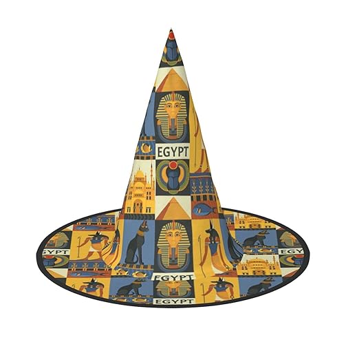 Mypiky Antike Ägypten Stamm-Serie Druck Halloween Hexenhüte Kappe Kegel Hexenhüte Kinder Cosplay Party Kostüm Dekorationen von Mypiky