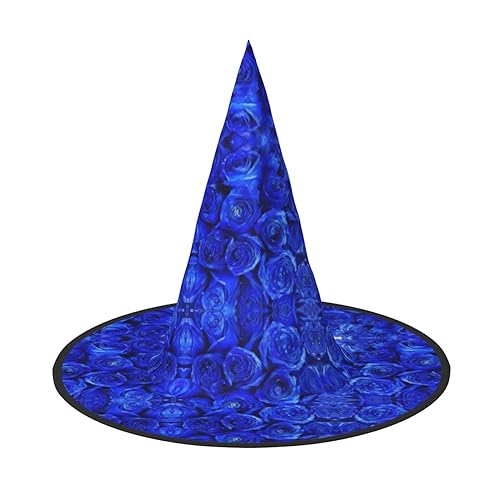 Mypiky Blaue Rose Druck Halloween Hexenhüte Kappe Kegel Hexen Hüte Kinder Cosplay Party Kostüm Dekorationen von Mypiky