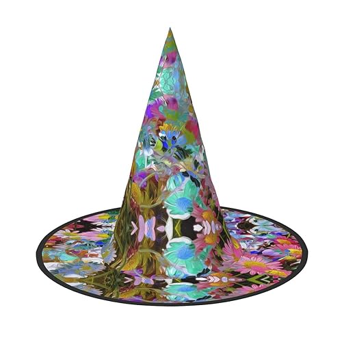 Mypiky Halloween-Hexenhüte mit buntem Blumendruck, Kegel, Hexenhut, Kinder, Cosplay, Party, Kostüm, Dekorationen von Mypiky