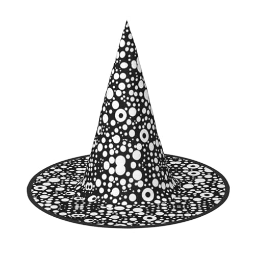 Mypiky Schwarz-Weiß-Punktdruck Halloween Hexenhüte Kappe Kegel Hexen Hüte Kinder Cosplay Party Kostüm Dekorationen von Mypiky