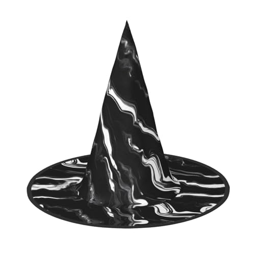 Schwarz-weißer Marmor-Druck, Halloween-Hexenhüte, Kappe, Kegel, Hexenhüte, Kinder, Cosplay, Party, Kostüm, Dekorationen von Mypiky