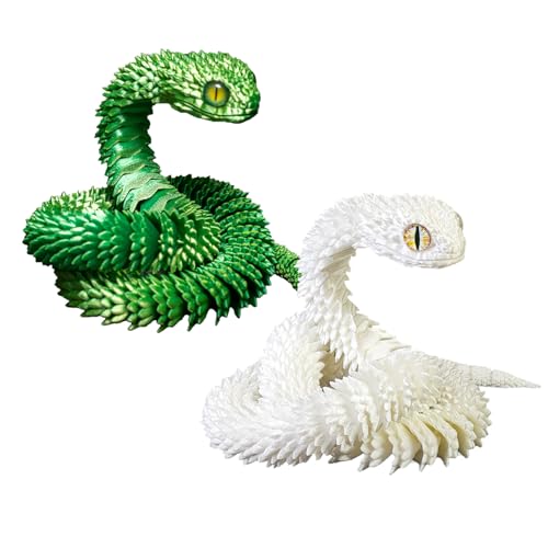 3D gedruckte Spielzeug Schlange 2Pcs, 3D gedruckte Fidget Spielzeug, Sammelbare 3D gedruckte Tiere 3D Drachen für Haus und Büro Dekoration von Myqiqi