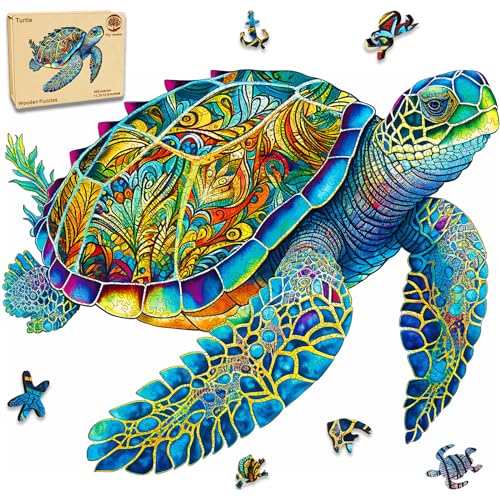 Mys Aurora Holzpuzzles, Meeresschildkröte, 200-teiliges Puzzle, einzigartige Tierform, Holzpuzzles für Erwachsene und Kinder, buntes Puzzle, Geschenk für Familienspiel und Heimdekoration, 28,5 x 23,4 Mys Aurora Holzpuzzles, Meeresschildkröte, 200-teiliges Puzzle, einzigartige Tierform, Holzpuzzles für Erwachsene und Kinder, buntes Puzzle, Geschenk für Familienspiel und Heimdekoration, 28,5 x 23,4 von Mys Aurora