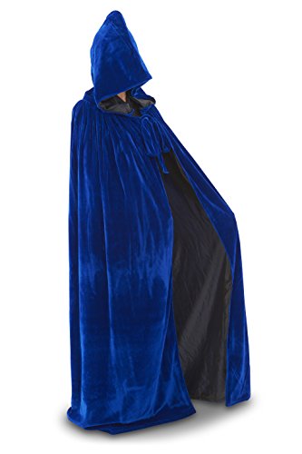 Hooded Velvet Cloak/Cape - Various colours UK Seller (Blue Velvet/ Black Silk) von Mystic Moments