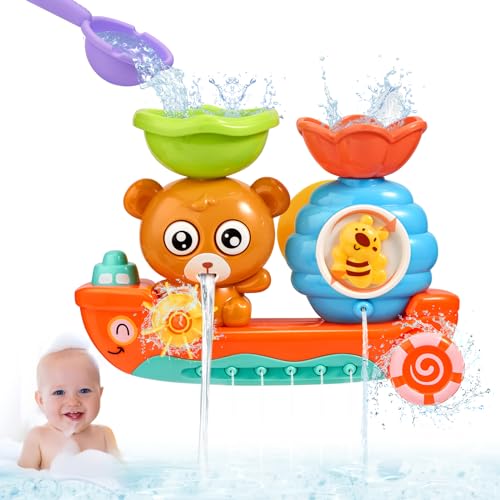 Badewannenspielzeug,Baby Badespielzeug ab 1 2 3 Jahre,Bär und Bee Wasserspielzeug Kinder mit Saugnäpfe,Badetiere Badewanne Spielzeug,Kinder Badespaß Geschenk für Jungen Mädchen Geburtstag von Mystooy