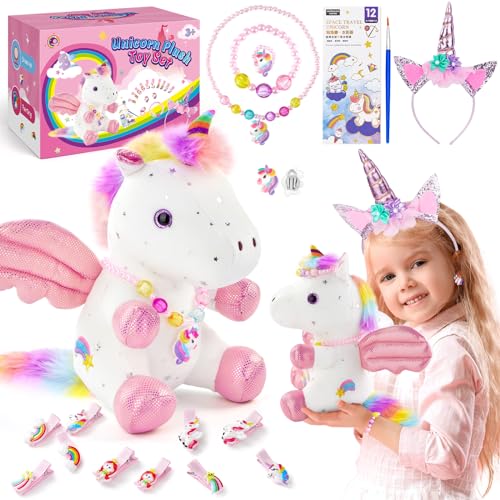 Mystooy Einhorn Geschenke für Mädchen, Einhorn Kuscheltier Geschenk Mädchen ab 3 4 5 6 7 8 Jahre, Einhorn Plüschtiere Geschenke 4 Jahre Mädchen Bastelset Kinder ab 3-8 Jahre Einhorn Spielzeug von Mystooy