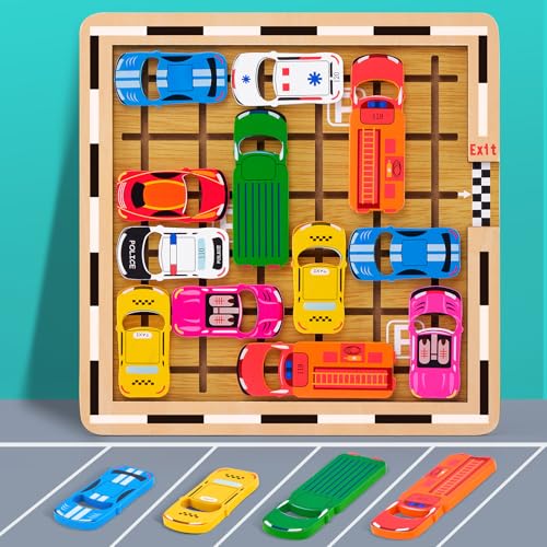 Mystooy Rush Hour Spiel, Auto Spielzeug Stauspiel Logikspiel mit 120 Levels, Denken Logik Puzzle Spiele ab 3 4 5 6 7 8 Jahren, Brettspiele Kinderspielzeug Familienspiel Reisespiel für Jungen Mädchen von Mystooy