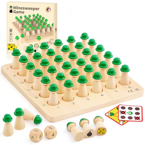 Brettspiel aus Holz, Glück und Wahrscheinlichkeit Würfelspiel, Logikspiel für 2-4 Personen, 36 Stück Holzsoldat Feinmotorik Spiele, Camping Spiele Kinderspiele Reisespiel ab 3 4 5 6 Jahren von Mystooy